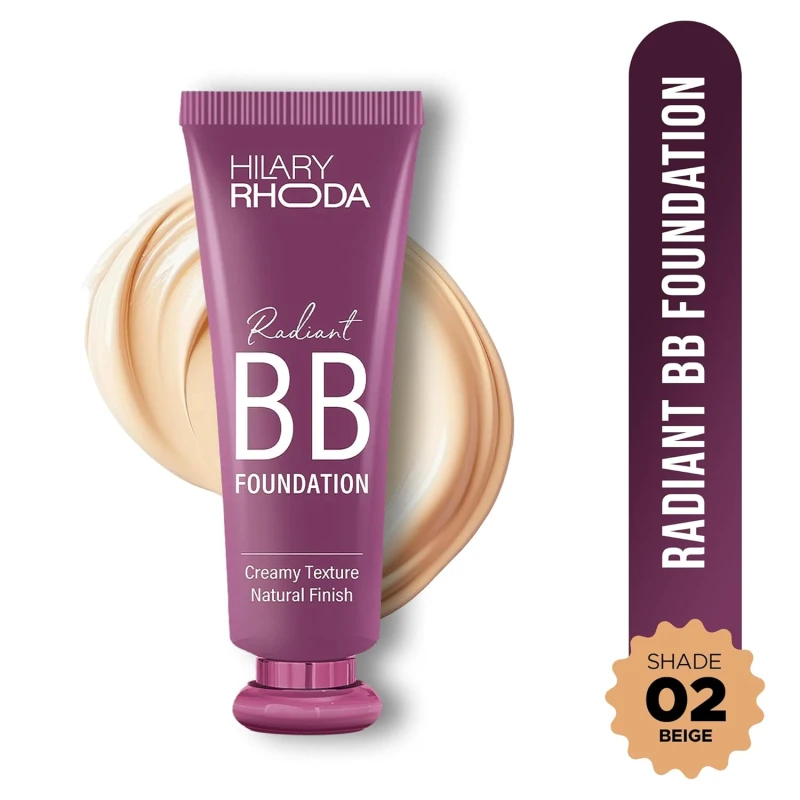 Hilary Rhoda Radiant BB Foundation for Women | 9 to 5 Stay BB Cream | Hides Blemishes & Dark Spots | Blend Easily | Lightweight & Ultra-Creamy Formula | Travel-Friendly & Dewy Finish - 60g (Beige| Shade 02) thumbnail 7